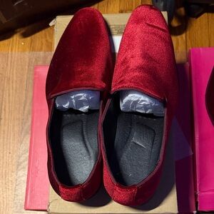 Velvet Slip-On Flats in Deep Wine Red